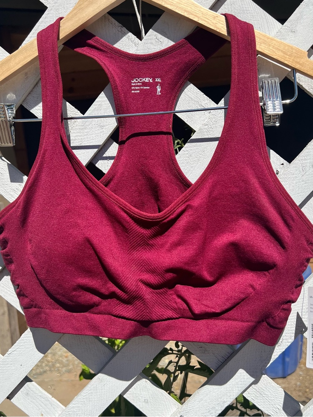 NWT Jockey Sport Seamless Jersey Racerback Sports Bra XXL Burgundy Moisture Wick